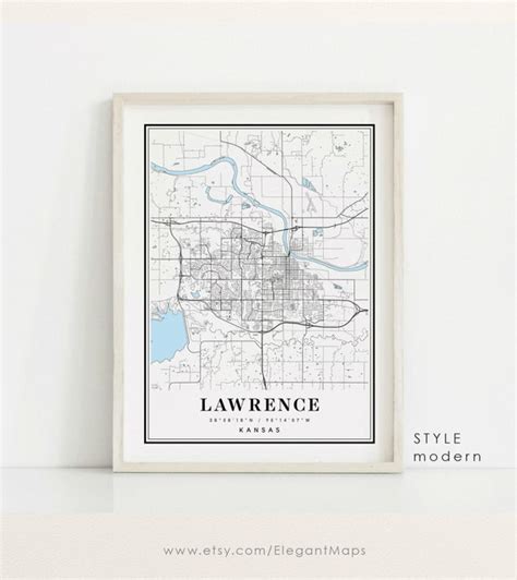 Lawrence Kansas Map Lawrence KS Map Lawrence City Map | Etsy