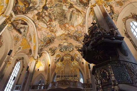 Interior of the Parish Church of St. Nicholas with Its Stuccos, Gilded Decorations and Painted ...