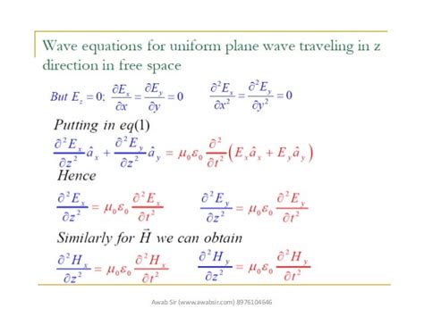 Uniform plane wave equation