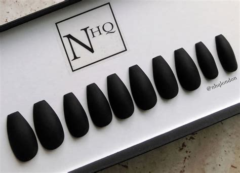 Matte Black Coffin Nails - NHQ LONDON