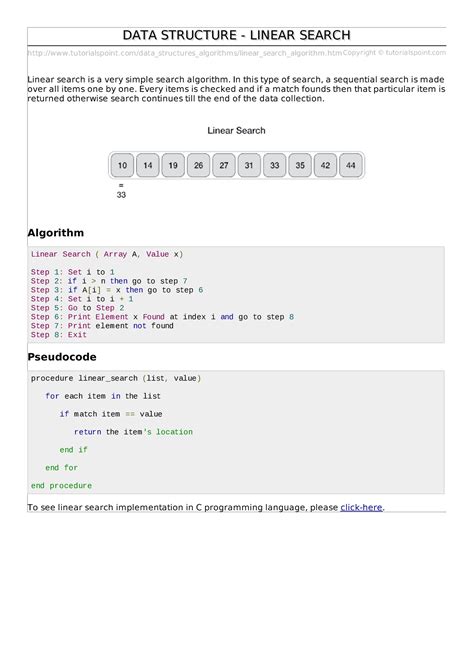 Linear search algorithm-tutorialpoint - - Studocu