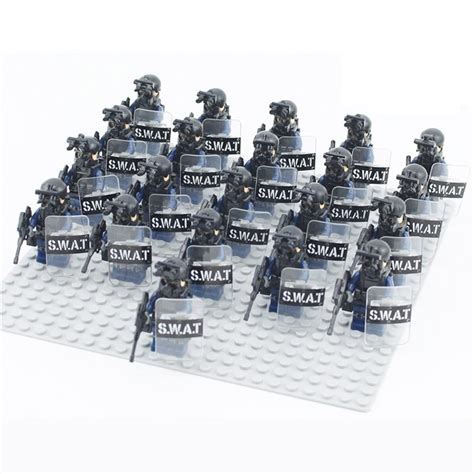 SWAT Team vs Zombie Army With Gear Brick Built Toy Compatible Lego SWAT Minifigures