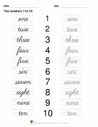 Number Words from 1 to 100 Trace | Cursive writing practice sheets, Cursive practice, Cursive ...