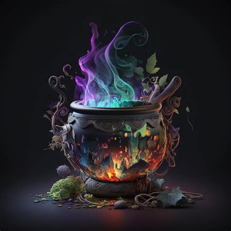 Premium AI Image | Cauldron with magic potion Ai Witchcraft cauldron