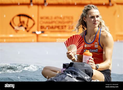 BUDAPEST - Lieke Klaver during an open training in the National Athletics Stadium in the run-up ...