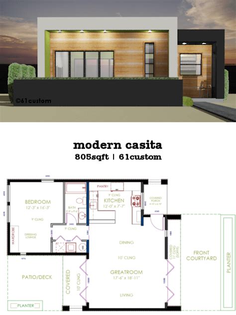 Casita Plan: Small Modern House Plan | 61custom | Contemporary & Modern ...