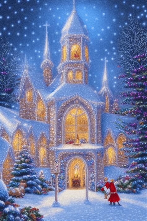 Thomas Kinkade Christmas Church · Creative Fabrica