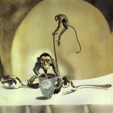 The monkey poop coffee shop II Digital Art by Oliver Grasset - Pixels