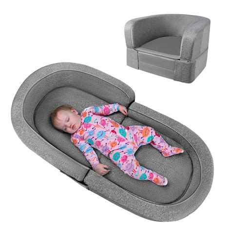 RONBEI Toddler Travel Bed, 2-in-1 Kids Travel Beds Sofa Chair, Foldable Portable Toddler Bed for ...