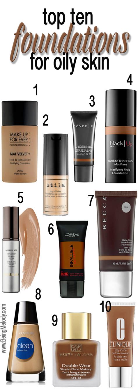 Top Ten Foundations for Oily Skin - www.beingmelody.com