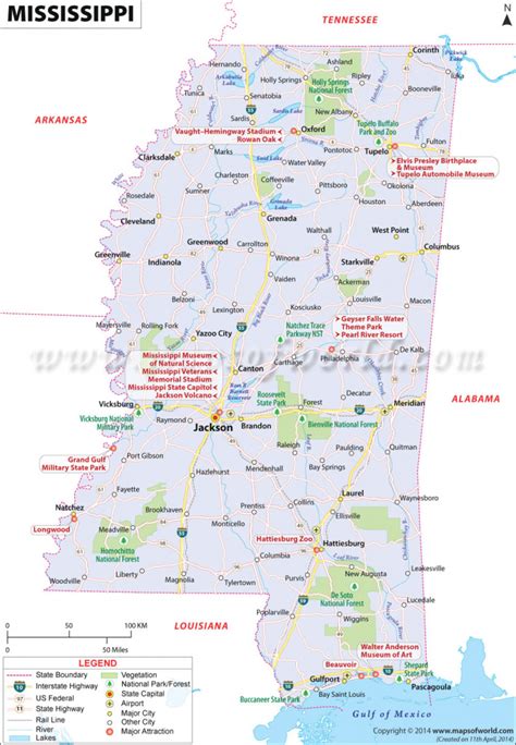 Map Of Mississippi, Mississippi Map (Ms) With Regard To Mississippi ...