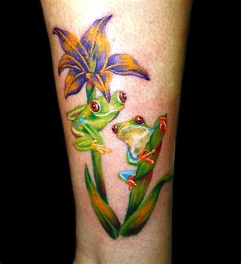 40 Frog Tattoos | Tree frog tattoos, Frog tattoos, Flower tattoos