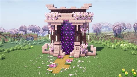 Cherry Blossom Nether Portal Design | Minecraft Tutorial - YouTube