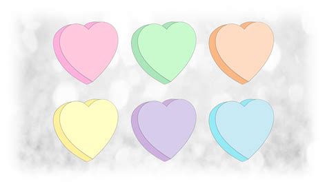 Holiday Clipart Bundle: 6 Blank Sweet Heart Candies in Pastel - Etsy UK