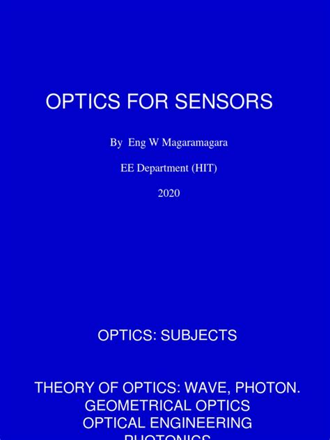 Optical Principles and Applications of Sensors: A Comprehensive Review ...