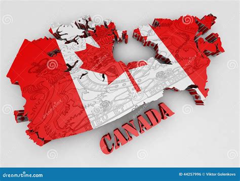 Map of Canada with Flag Colors Stock Illustration - Illustration of ...