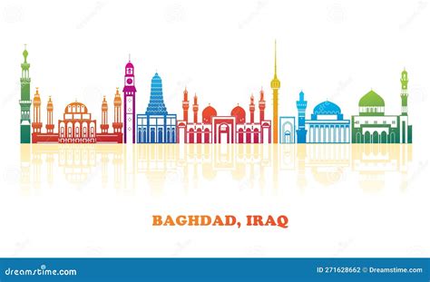 Colourfull Skyline Panorama of City of Baghdad, Iraq Stock Illustration ...