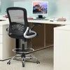Costway Mesh Drafting Chair Mid Back Office Chair Adjustable Height Flip-up Arm Black : Target