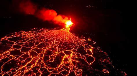 Iceland volcano: Astonishing footage of spewing lava captured by a drone | World News | Sky News