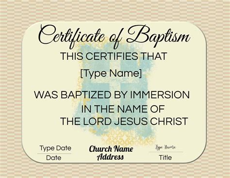 Template Baptism Certificate