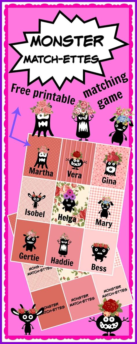 Free Monster Match-Ettes Matching Game | Homeschool and Light Tables