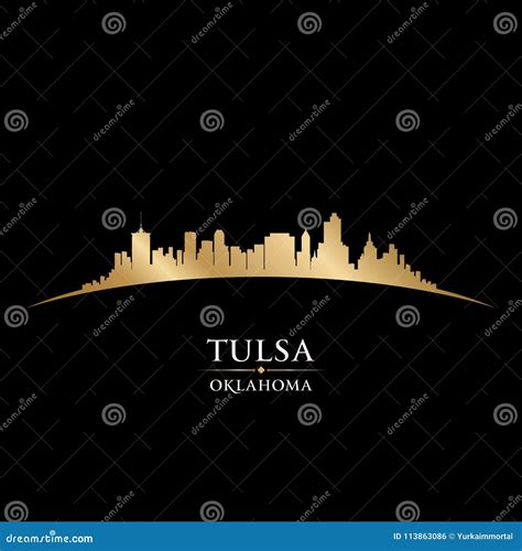 Tulsa Oklahoma City Skyline Silhouette Black Background Stock Vector ...