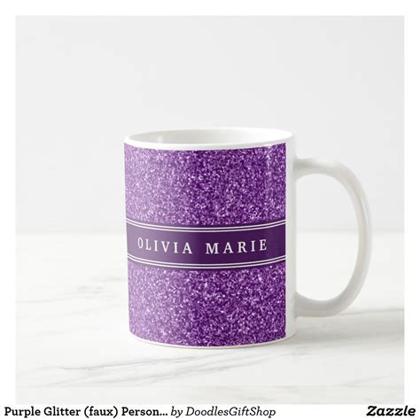 Purple Glitter (faux) Personalized Name Coffee Mug | Zazzle.com | Mugs, Purple glitter, Coffee mugs