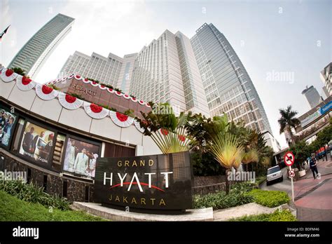 Indonesia, Java, Jakarta, Plaza Indonesia, Grand Hyatt Hotel entrance ...