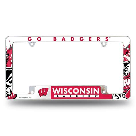 Wisconsin Badgers NCAA Chrome Metal License Plate Frame with Bold Full ...