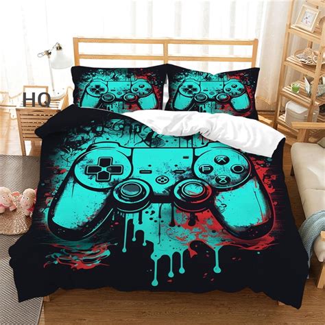 Gamer Duvet Cover Gaming Bedding Set Video Game Fluorescent Comforter ...