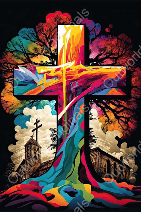 HOLY SACRED CROSS Unique Digital Art Digital Print God Jesus Christian Christianity Catholic ...