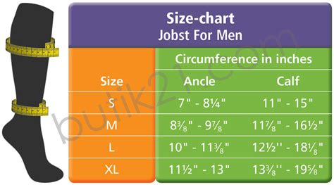 Fotgrossisten - Size chart Jobst for men compression socks