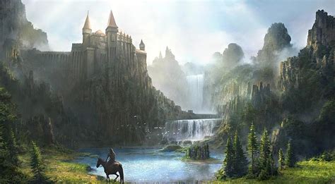 Fascinating Fantasy Castle Kingdom Warrior Ultra HD Drawing by ...