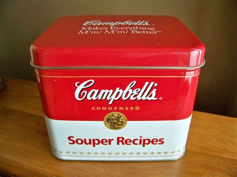 Vintage Campbell's Soup Advertizing Display Souper Recipe Box Tin Collectible | Recipe box ...