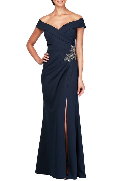 Alex Evenings Off-the-Shoulder Bead Detail Evening Dress | Nordstrom ...