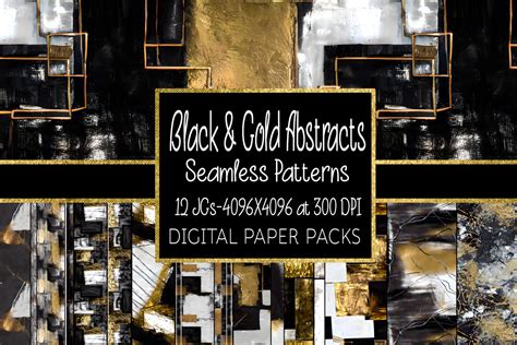 Black and Gold Abstract Patterns Graphic by Digital Paper Packs ...