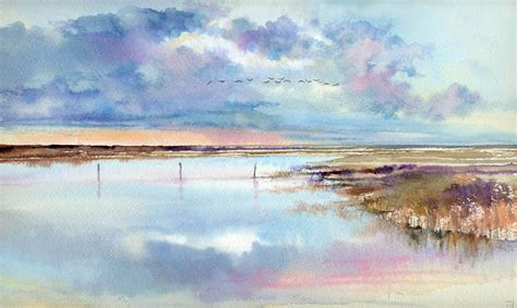 “Tide Flight, Salthouse Norfolk” watercolour by John Hurst. Watercolor ...