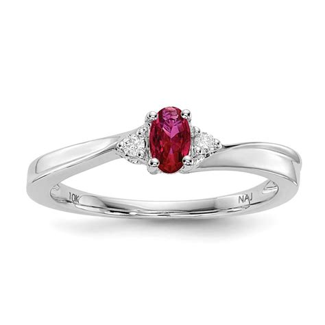 925 Sterling Silver Rhodium-Plated Created Ruby Birthstone Ring ...