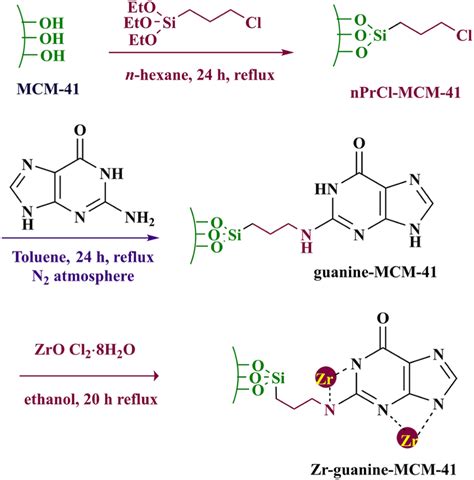 Synthesis of Zr‐guanine‐MCM‐41 nanostructure | Download Scientific Diagram