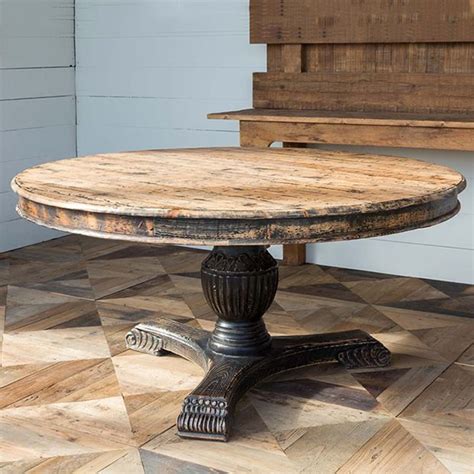 Rustic Round Pedestal Dining Table Antique Farmhouse