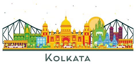 Kolkata India City Skyline with Color Buildings and Blue Sky Isolated on White. 17797583 Vector ...