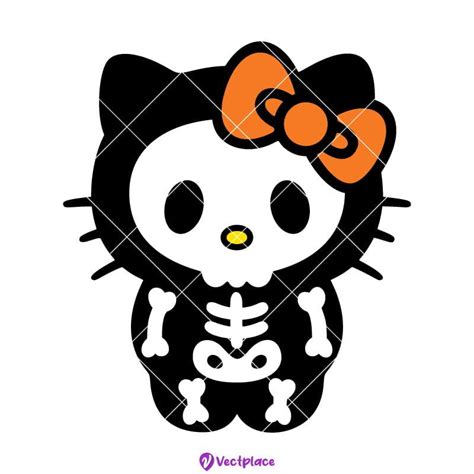 Hello Kitty Skeleton Pumpkin Template