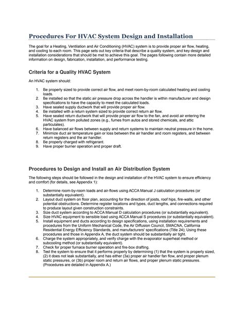 SOLUTION: Hvac system and installation procedures - Studypool