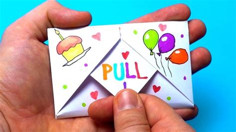 DIY Pull Tab Origami Envelope Card | Letter Folding Origami | birthday ...