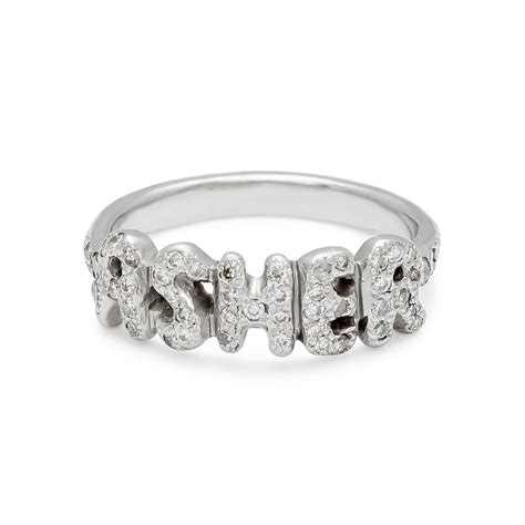 White Diamond Encrusted Custom Name Ring - Elisa Solomon Jewelry