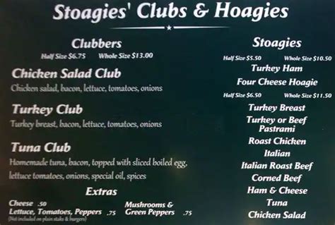 Stoagies Menu, Menu for Stoagies, Carroll Park, Philadelphia ...