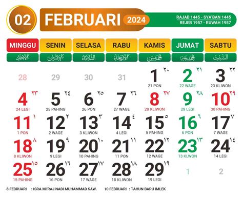 Kalender Jawa Februari 2024 Lengkap dengan Weton - Varia Katadata.co.id