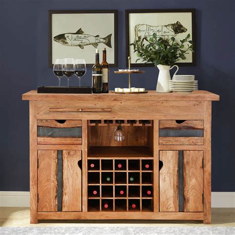 Lucerne Solid Wood Expandable Rustic Bar Cabinet Buffet With Hutch ...