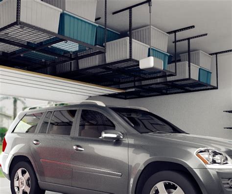 FLEXIMOUNTS 3x8 Heavy Duty Overhead Garage Adjustable Ceiling Storage Rack, 96" Length x 36 ...