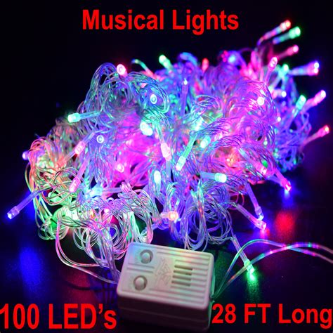 Musical Christmas Lights Twinkling Tree 100 LED Strip With Music Clear ...